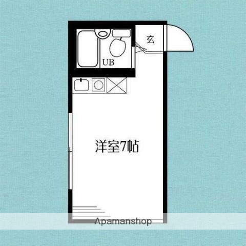 戸山町シャローヒルズⅢ(ワンルーム/2階)の間取り写真