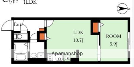 ALATO中野富士見町(1LDK/B1階)の間取り写真