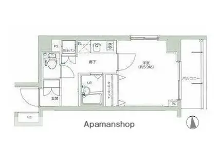 ヴェローナ錦糸町Ⅱルッソ(1K/2階)の間取り写真