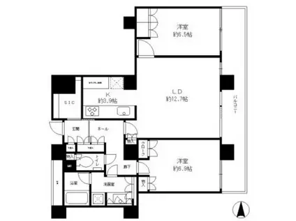 リバーポイントタワー(2LDK/33階)の間取り写真