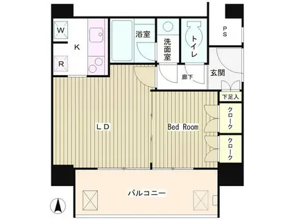 リバー&タワー(1K/11階)の間取り写真