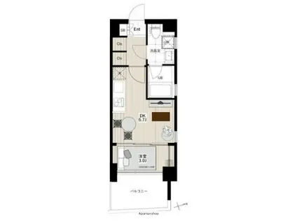 アーバンパーク清澄白河(ワンルーム/2階)の間取り写真