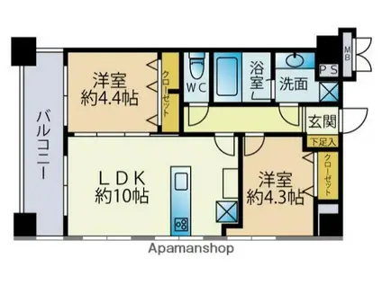 デュオスカーラ東陽町(2LDK/2階)の間取り写真