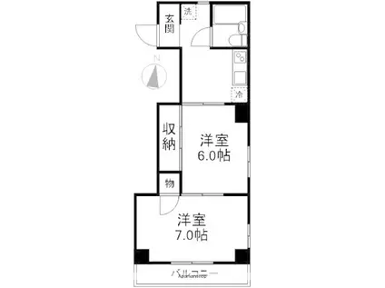 石鐘マンション(2DK/2階)の間取り写真
