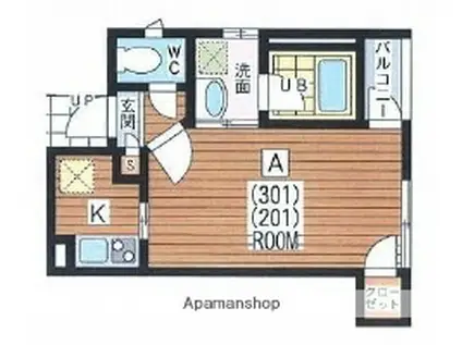 M S清澄白河(1K/2階)の間取り写真