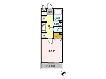 プランドール・モトユ(1K/2階)の間取り写真