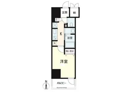 ライジングプレイス亀戸(1K/15階)の間取り写真