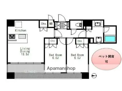 ニューシティアパートメンツ西大島(2LDK/11階)の間取り写真