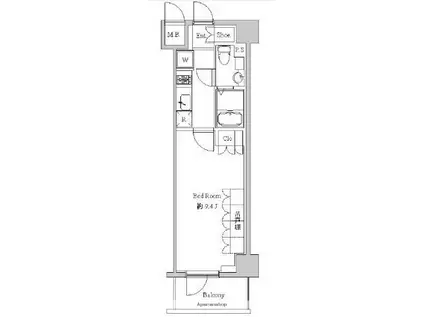スペーシア住吉(1K/5階)の間取り写真