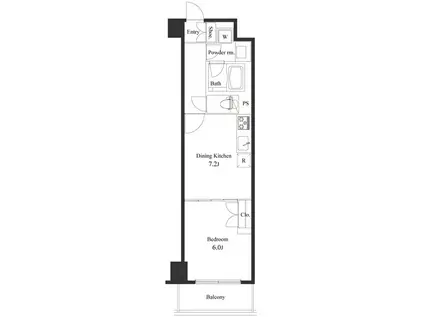 プライマル小石川(1DK/2階)の間取り写真