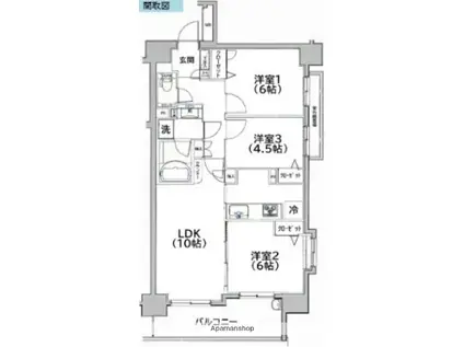ヴェルディーク平井(3LDK/8階)の間取り写真
