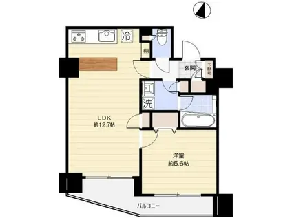 メインステージ九段下(1LDK/12階)の間取り写真