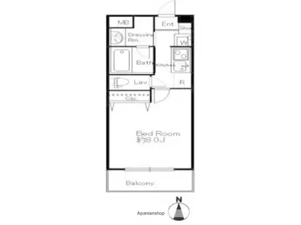 ドゥーエ西大島Ⅱ(1K/14階)の間取り写真