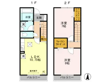 ボヌール(2LDK/1階)の間取り写真