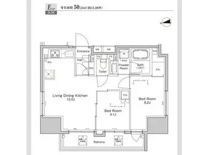 プラウドフラット浅草雷門(2LDK/11階)の間取り写真