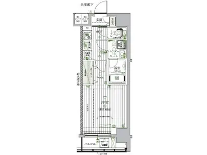 メインステージ木場(1K/7階)の間取り写真