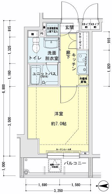 メインステージ錦糸町駅前2(1K/12階)の間取り写真