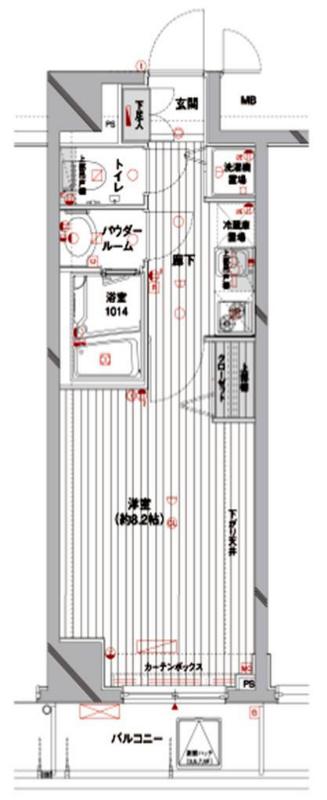 メインステージ蔵前(1K/6階)の間取り写真