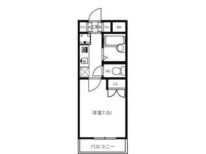 レジディア浦安(1K/5階)の間取り写真