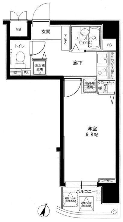 メインステージ西麻布2(1K/5階)の間取り写真