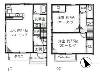 ソレアード松江(2LDK)の間取り写真