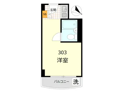 ユニハイツ勝どき(ワンルーム/3階)の間取り写真