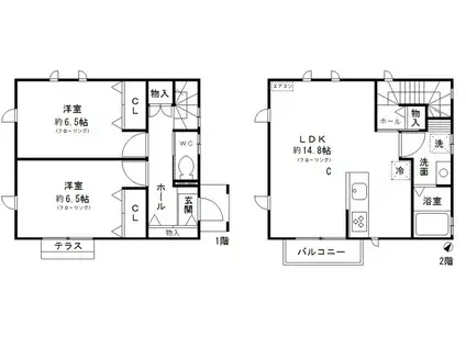 東京都新宿線 瑞江駅 徒歩13分 2階建 築11年(2LDK)の間取り写真