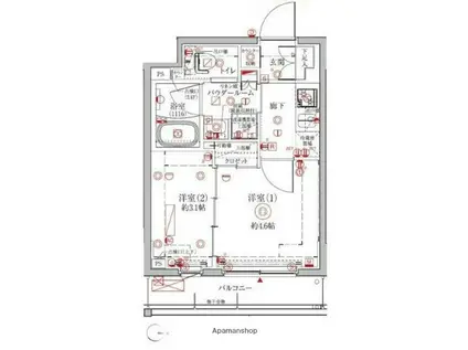 クレイシア森下ステーションサイト(2K/3階)の間取り写真