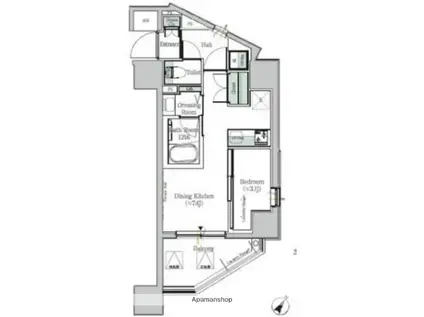 ONE ROOF RESIDENCE KIBA イースト(1DK/12階)の間取り写真