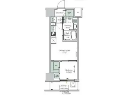 ONE ROOF RESIDENCE KIBA イースト(1DK/9階)の間取り写真