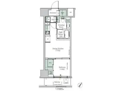 ONE ROOF RESIDENCE KIBA イースト(1DK/8階)の間取り写真