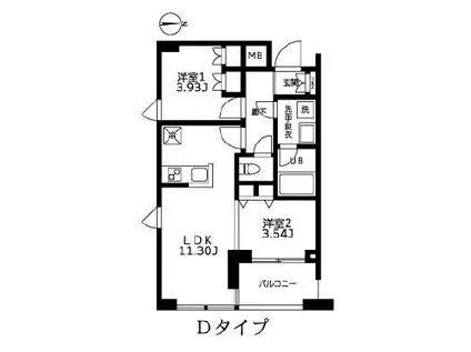 カーザビアンカ(1SLDK/8階)の間取り写真