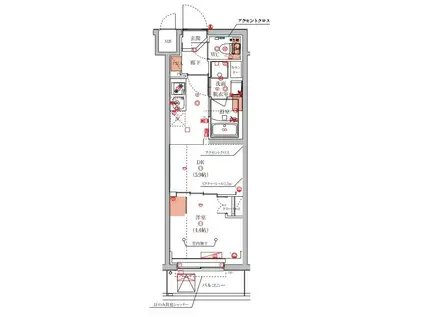 ハーモニーレジデンス東京八広ザ・スプレッド(1DK/4階)の間取り写真