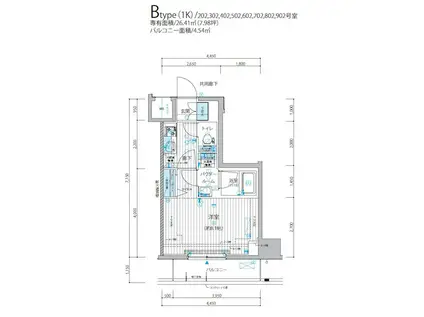 メインステージ三ノ輪Ⅲ(1K/9階)の間取り写真