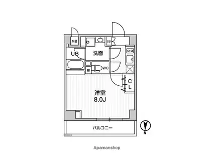 ALTERNA菊川Ⅱ(1K/5階)の間取り写真