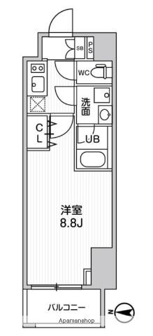 ALTERNA菊川Ⅱ(1K/6階)の間取り写真