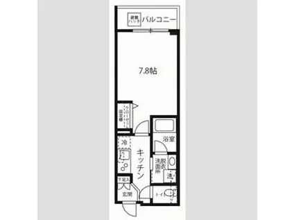 ハーモニーレジデンス品川高輪(1K/1階)の間取り写真