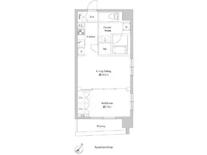 ドゥーエ日本橋浜町(1LDK/5階)の間取り写真