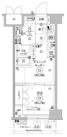 セジョリ墨田イーストⅢ(1DK/6階)の間取り写真