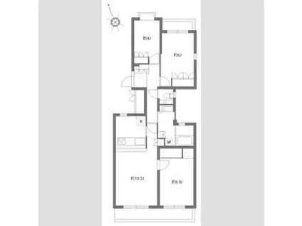 アソシエール文京白山(3LDK/3階)の間取り写真