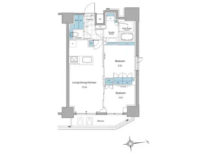 ルフォンプログレ上野マークス(2LDK/12階)の間取り写真