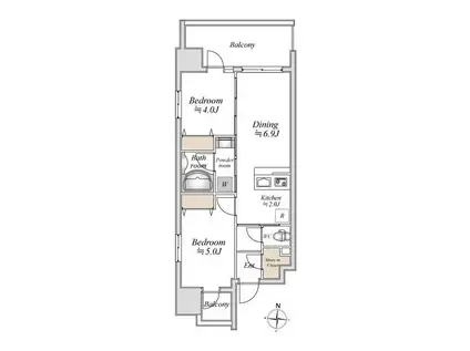 ドゥーエ両国3(2DK/5階)の間取り写真