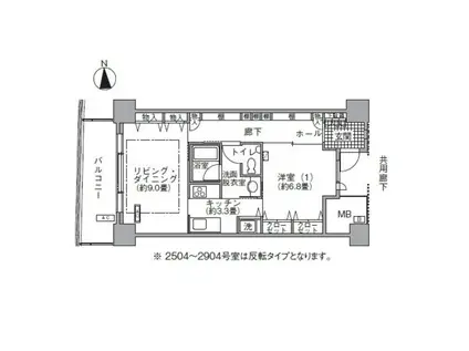 アクティ汐留(1LDK/28階)の間取り写真