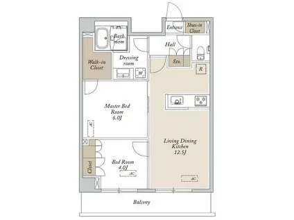 HF東尾久レジデンス(2LDK/4階)の間取り写真