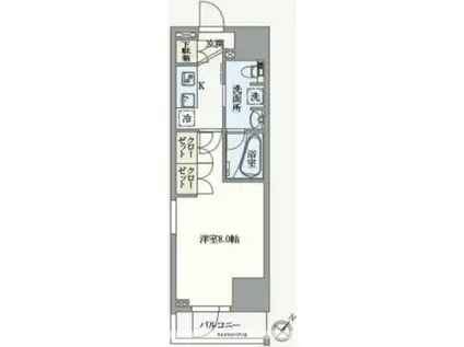 アジールコート汐浜キャナル(1K/12階)の間取り写真