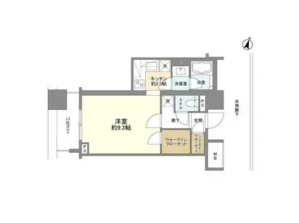 アトラス白山(1K/12階)の間取り写真