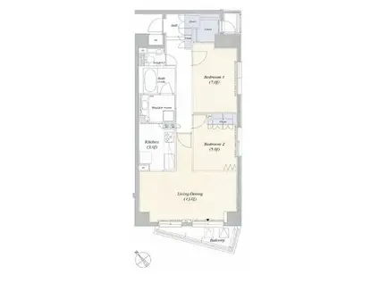 デュオフラッツ赤坂(2LDK/6階)の間取り写真