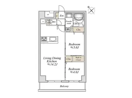 リアナアートパーク西葛西(2LDK/4階)の間取り写真