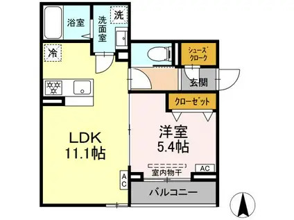 ルリアン東尾久(1LDK/3階)の間取り写真