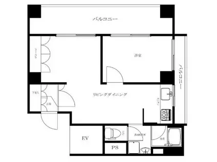 サーラ白金(1LDK/6階)の間取り写真